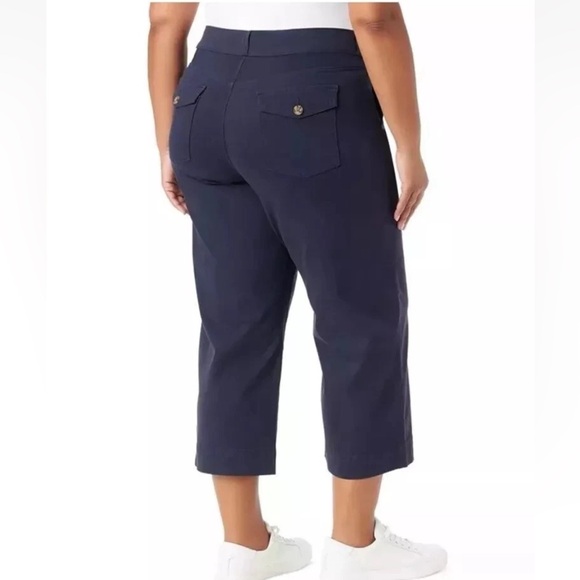 Gloria Vanderbilt pull in wide leg crop with smoothing tummy panel mid rise - Picture 3 of 4